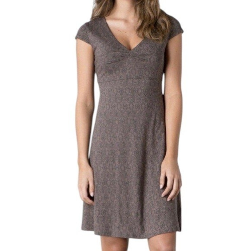 Toad&Co Eco Dress Small Brown Cap Sleeve Cotton Tencel Boho Casual Sustainable